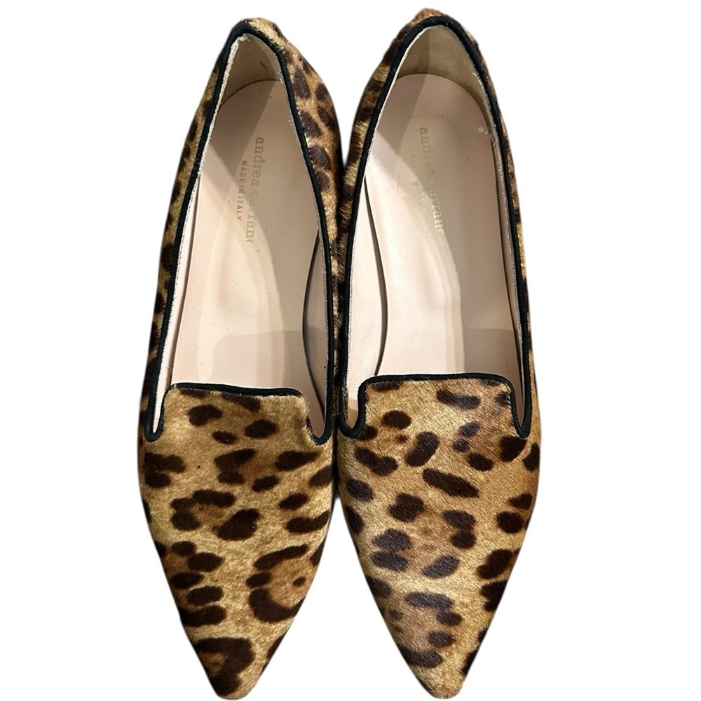 Andrea Carrano Leopard Print Calf Hair pointed toe flats Made in Italy sz 40